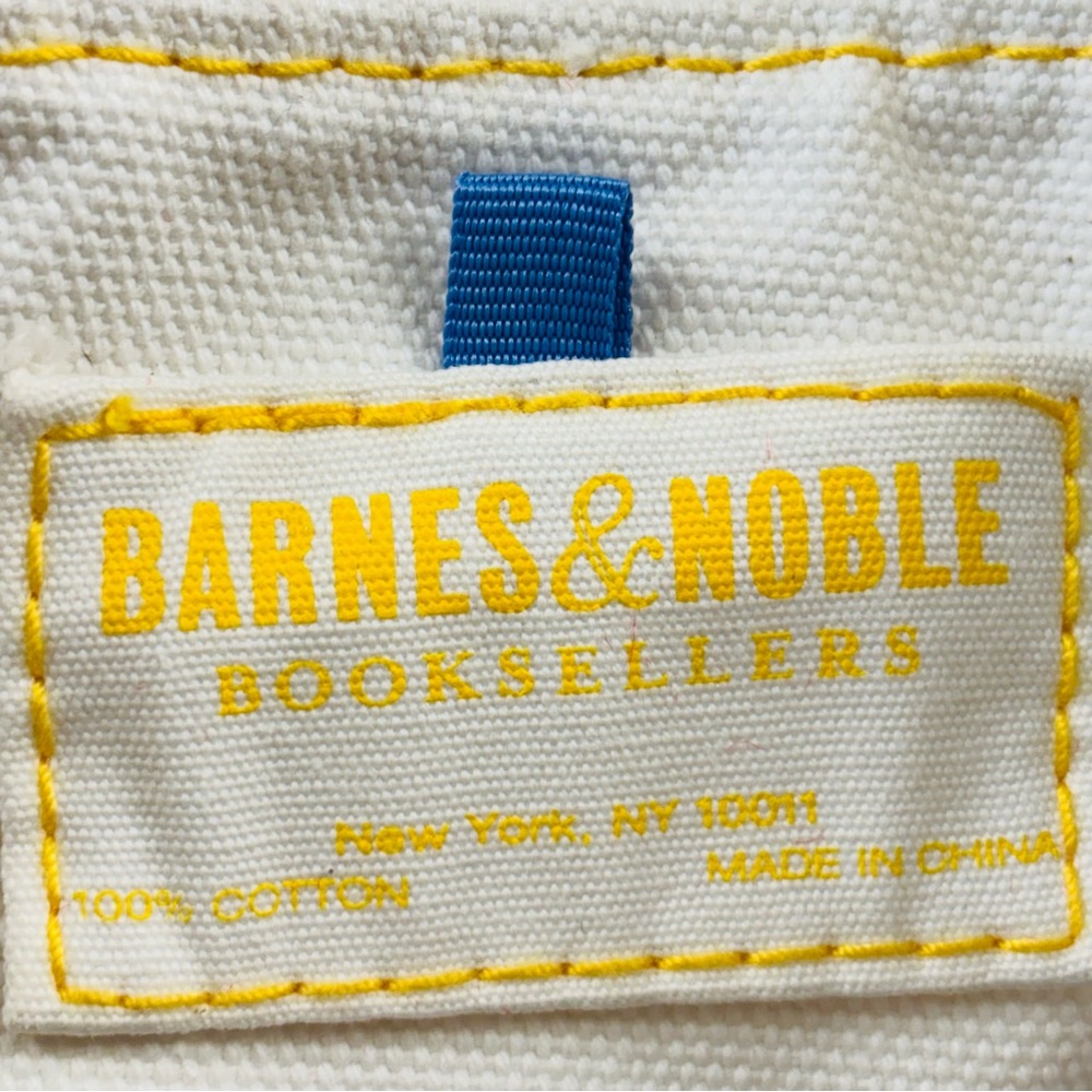 Vintage Barnes & Noble 100% Cotton Tote Bag Yellow Beach Chair & Umbrella Print - Picture 8 of 8